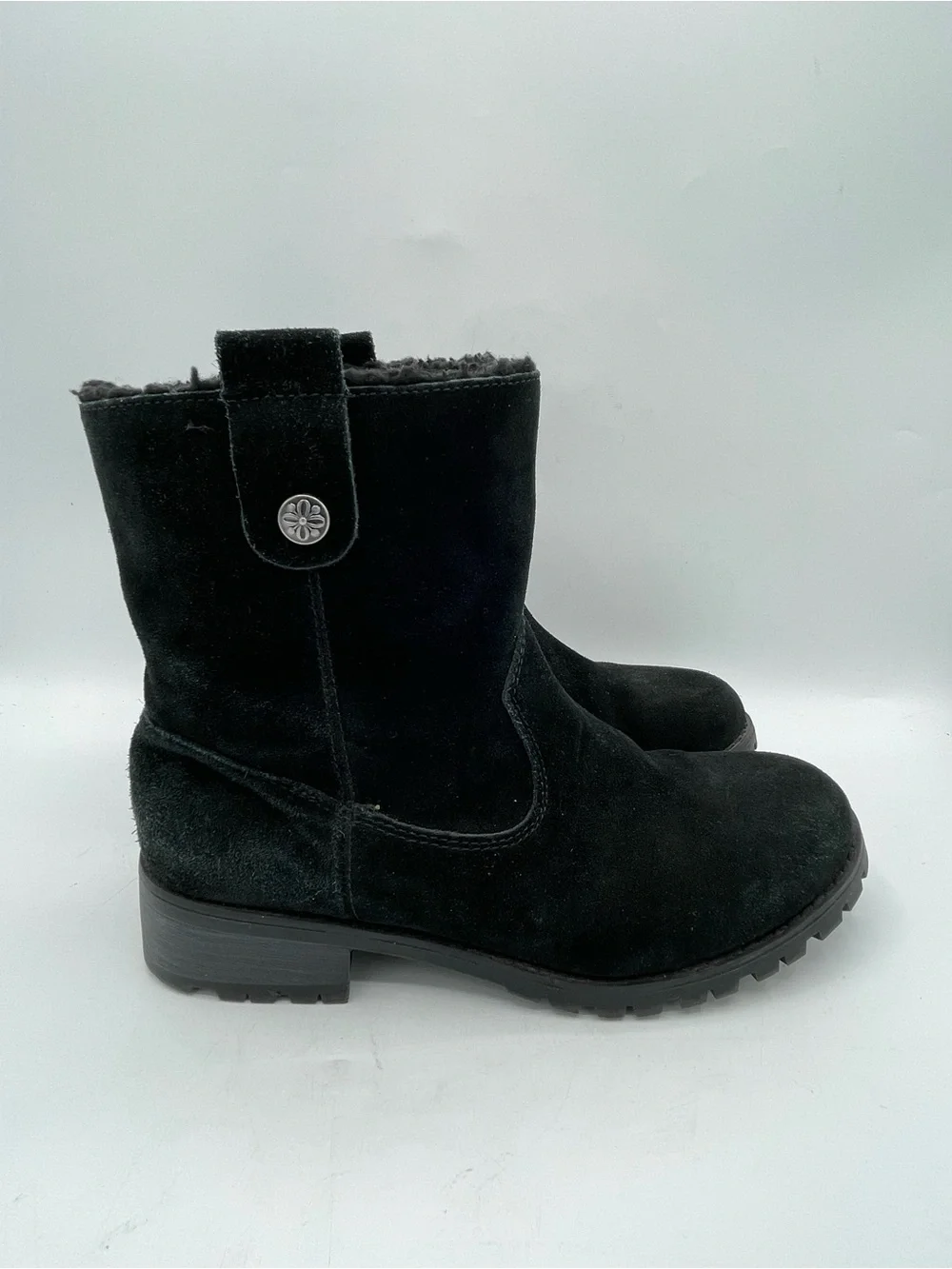 Bjorndal Aspen Black Suede Fleece-Lined Short Winter Boots